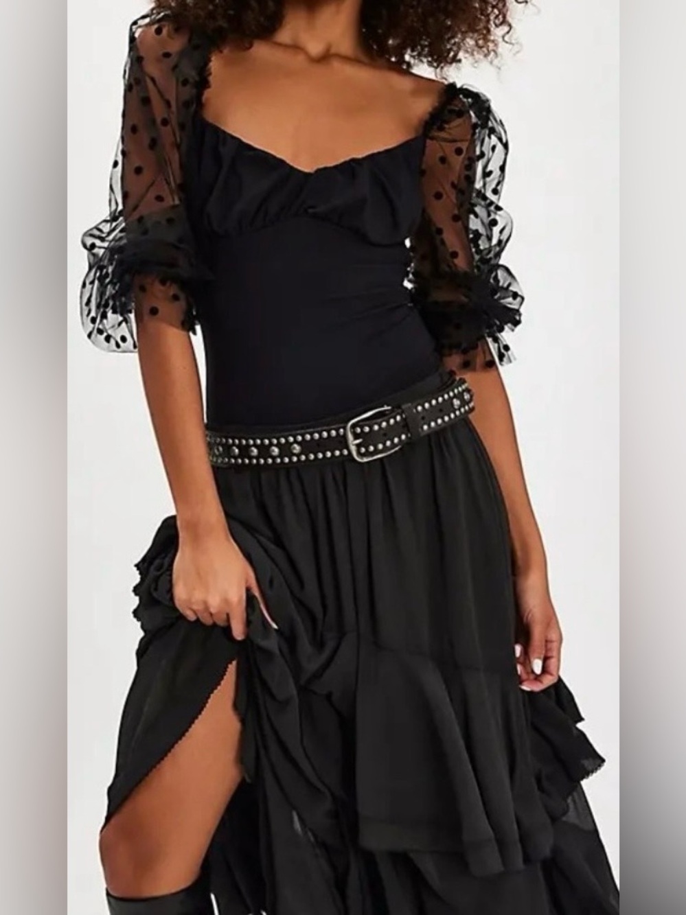 NWT Free People Molly At Midnight Bodysuit, Black